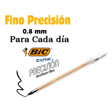 BOLIGRAFO FINO CRISTIAL DS 0,8MM NEGRO - BIC