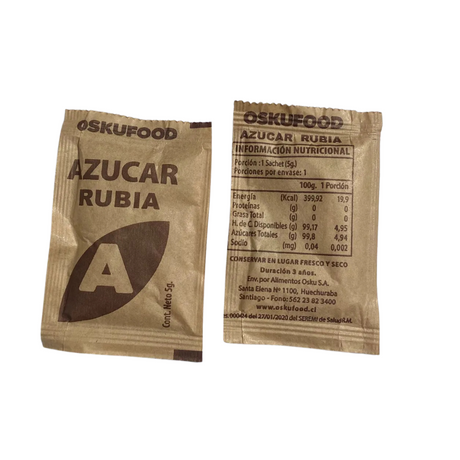 AZUCAR RUBIA SACHET 5 GRS OSKUFOOD - 1X800