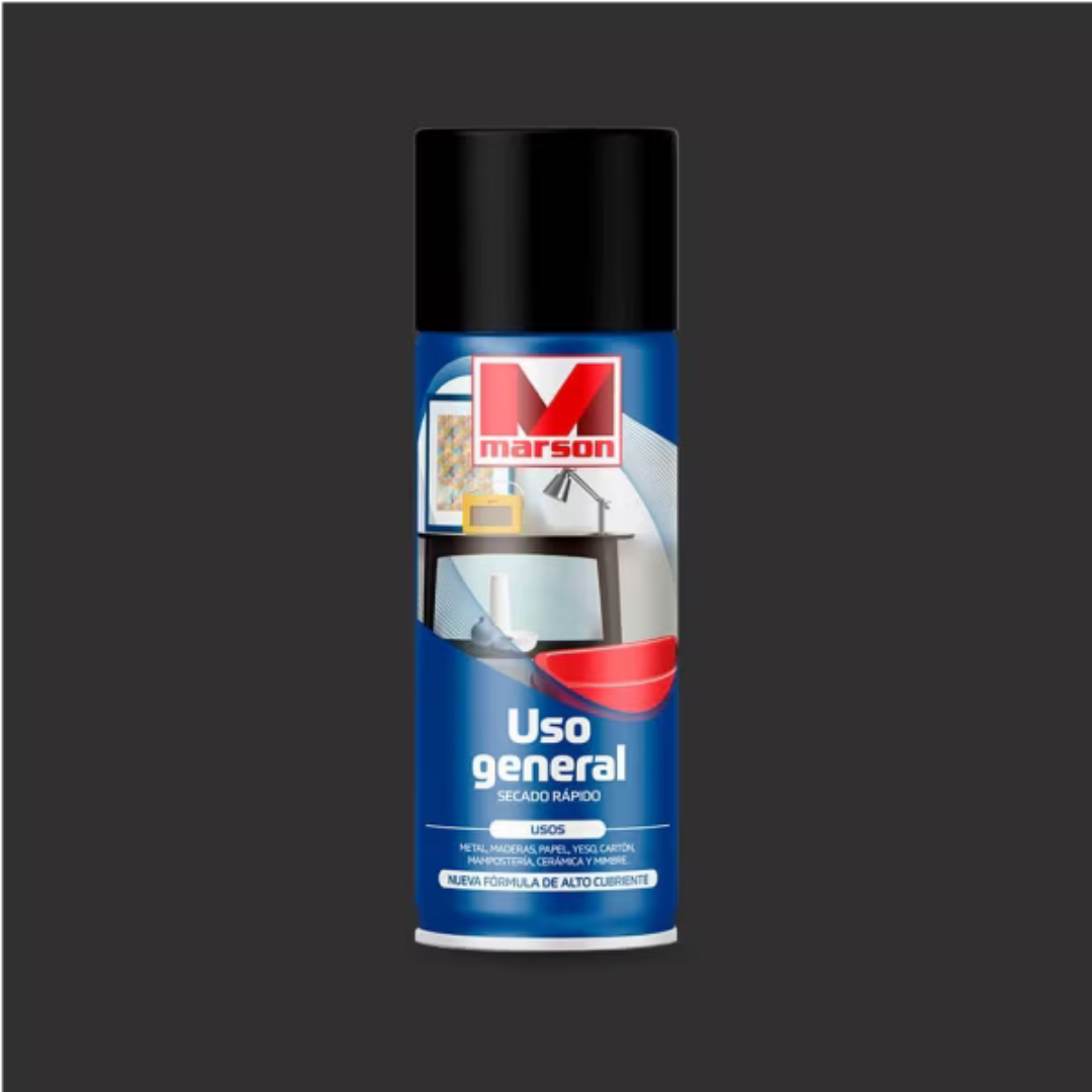 SPRAY ESMALTE NEGRO OPACO 485 ML USO GENERAL MARSON